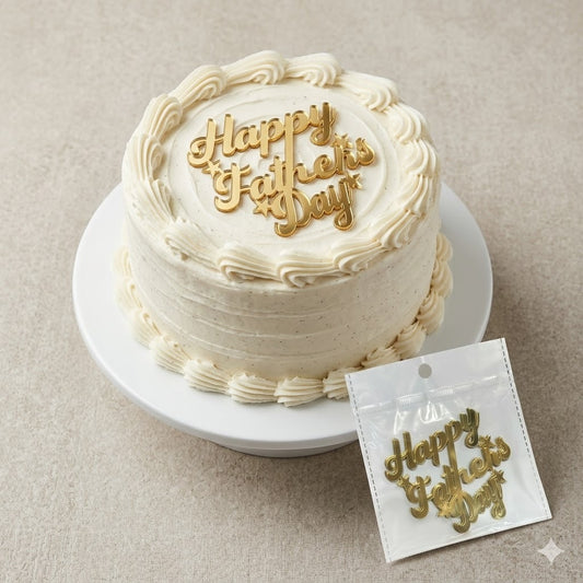 Happy Father's Day Cake Tag – Gold Acrylic Topper (Pack of 5 Pcs)