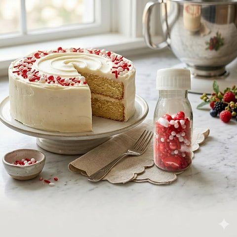 Red & White Mix Pearls Sprinkles 25g Bottle