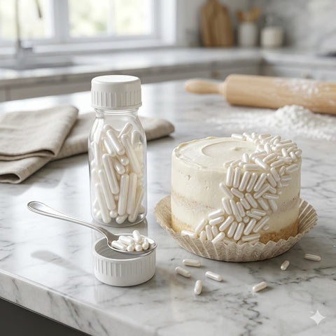 White Rods Sprinkles 25g Bottle