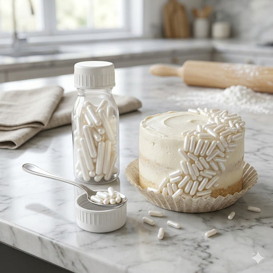 White Rods Sprinkles 25g Bottle
