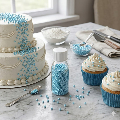 Mini Blue Pearls Sprinkles 25g Bottle
