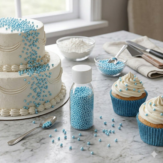 Mini Blue Pearls Sprinkles 25g Bottle