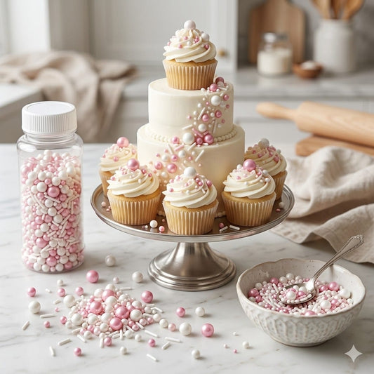 Pink & White Mix Pearls Sprinkles 25g Bottle