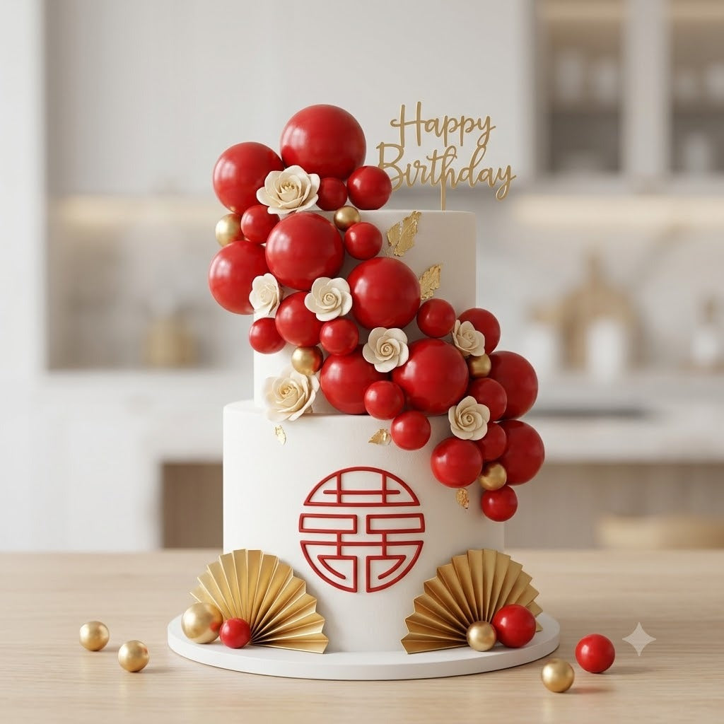 Red Faux Ball Cake Toppers (20 Piece Pack) – Vibrant Red Cake Decoration Balls