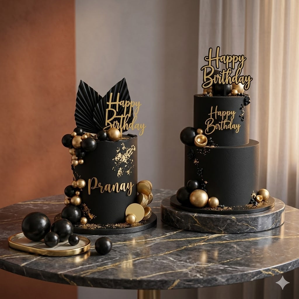 Black Faux Ball Cake Toppers (20 Piece Pack) – Sleek Black Cake Decoration Balls