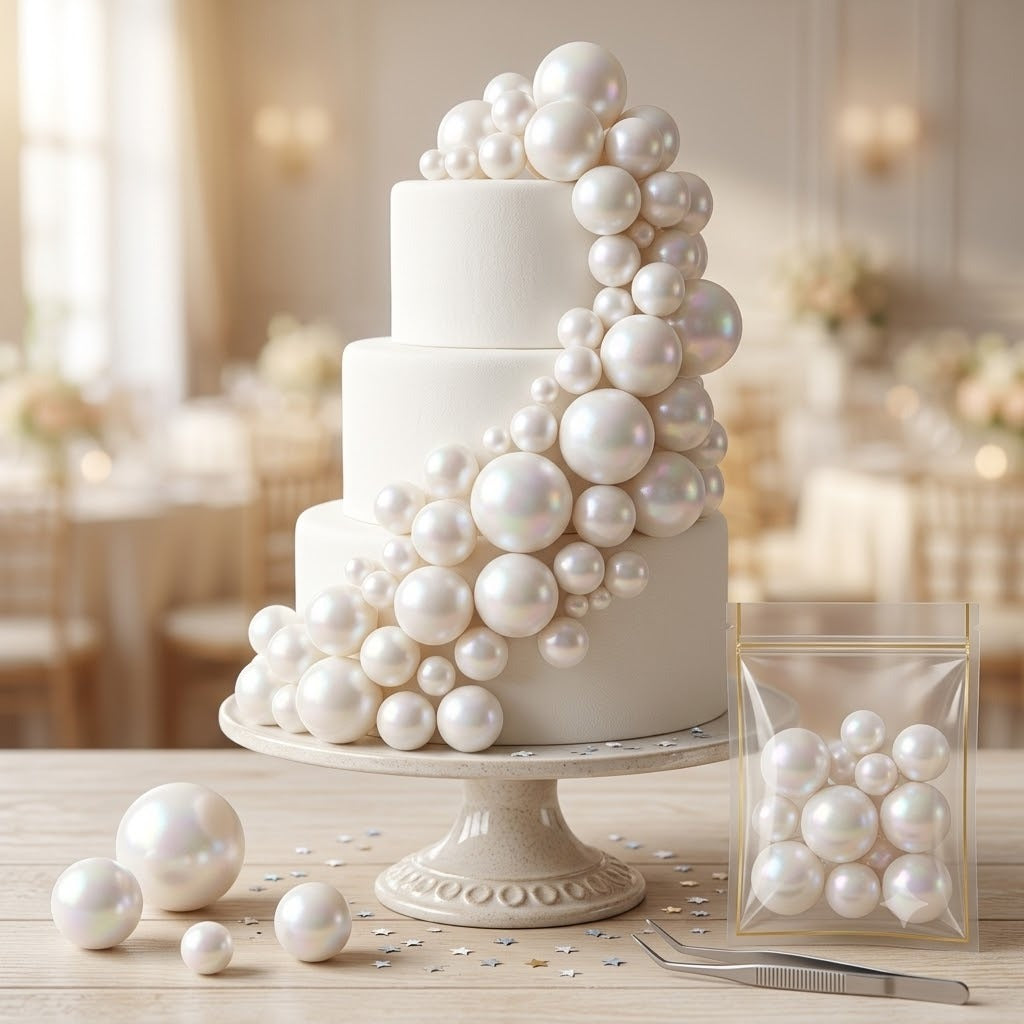 White Faux Ball Cake Toppers (20 Piece Pack) – Classic White Cake Decoration Balls