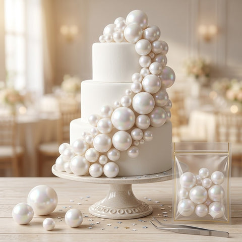 White Faux Ball Cake Toppers (20 Piece Pack) – Classic White Cake Decoration Balls