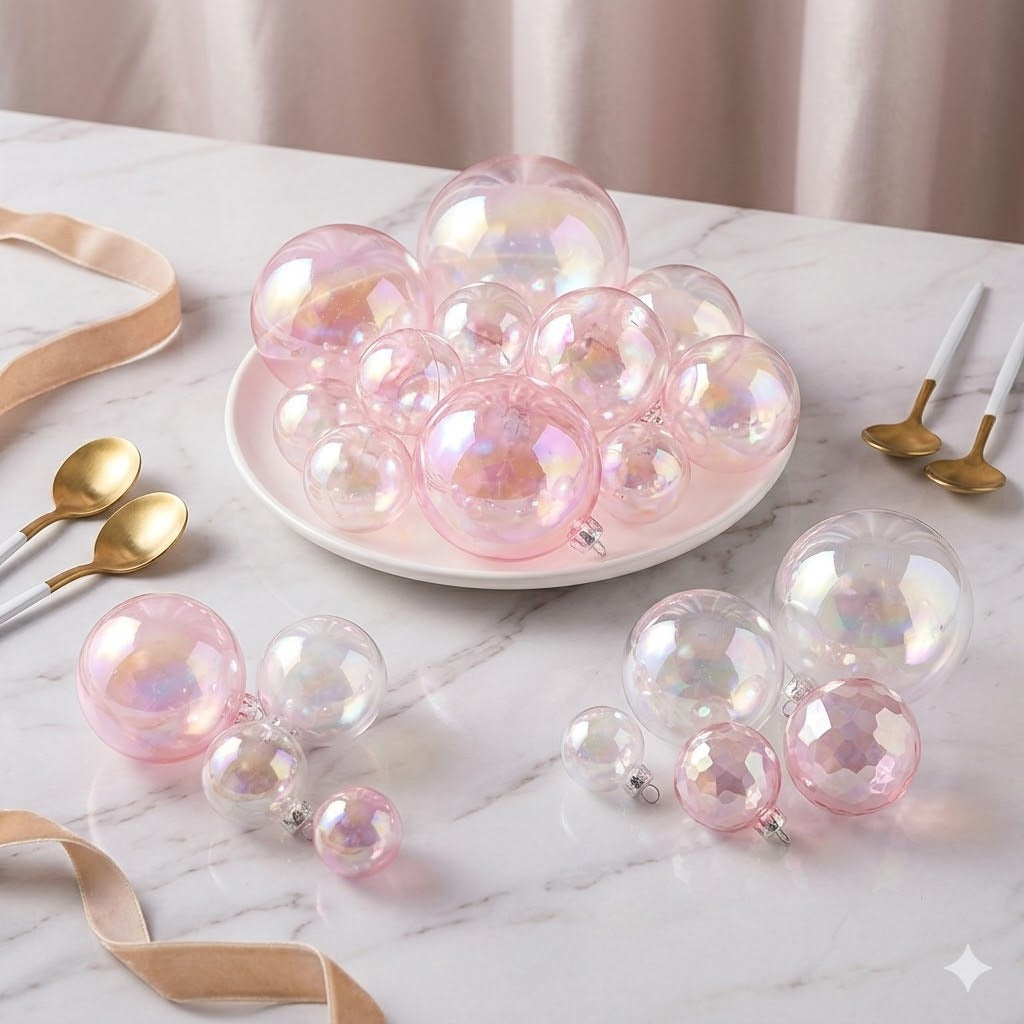 Pink Crystal Faux Ball Cake Toppers – Elegant Shimmering Pink Cake Decoration Balls