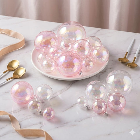 Pink Crystal Faux Ball Cake Toppers – Elegant Shimmering Pink Cake Decoration Balls