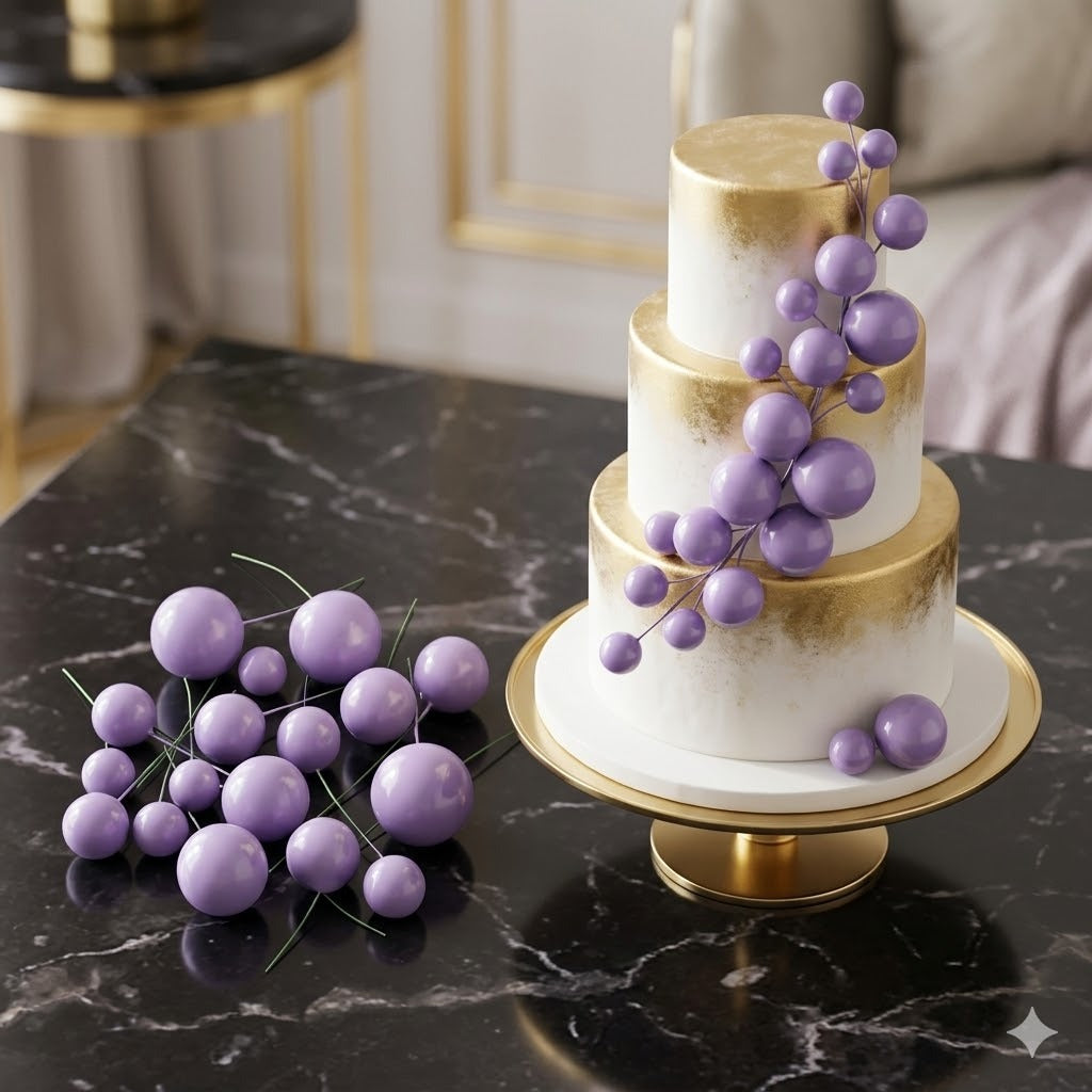 Light Purple Faux Ball Cake Toppers (20-Piece Pack) – Elegant Lavender Cake Decoration Balls
