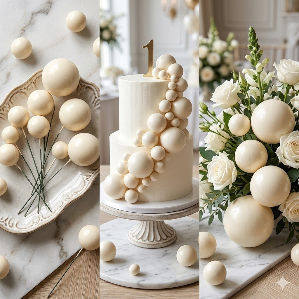 Coffee Color Faux Ball Cake Toppers (20 Piece Pack) – Elegant Brown & Mocha Cake Decoration Balls