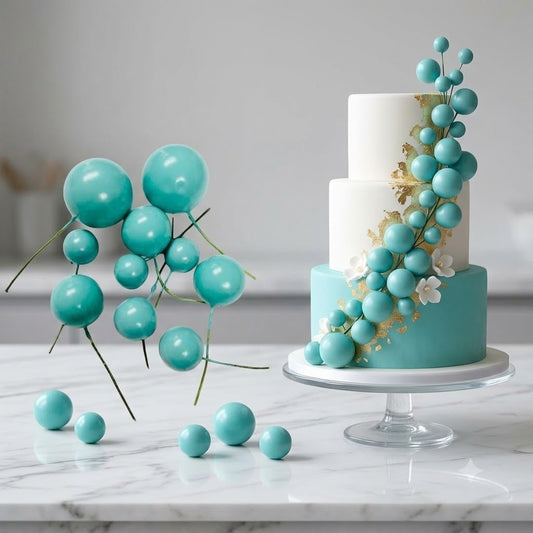 Turquoise Faux Ball Cake Toppers (20-Piece Pack) – Vibrant Turquoise & Teal Cake Decoration Balls