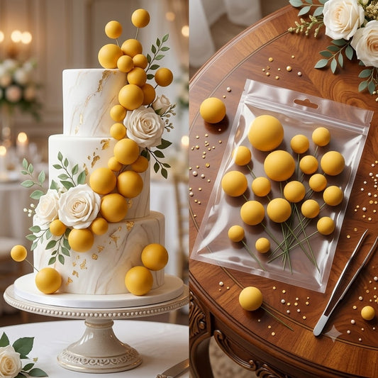 Orange Faux Ball Cake Toppers (20-Piece Pack) – Vibrant Orange Cake Decoration Balls