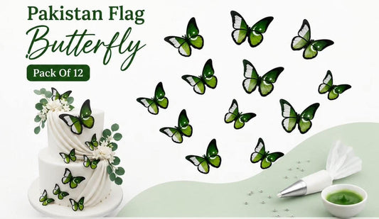 Pakistan Flag Butterfly Cake Topper – 14 August Independence Day Cake Decoration