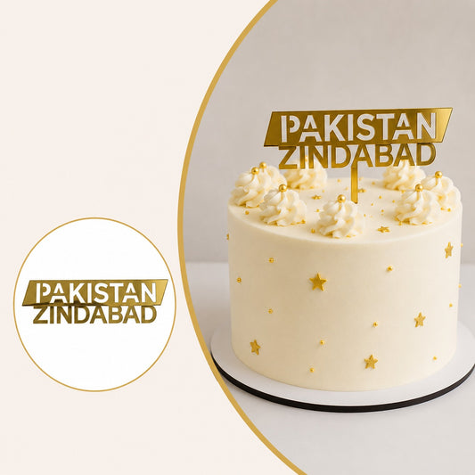 Pakistan Zindabad Acrylic Cake Tags 5pcs – 14 August Independence Day Cake Decoration Toppers