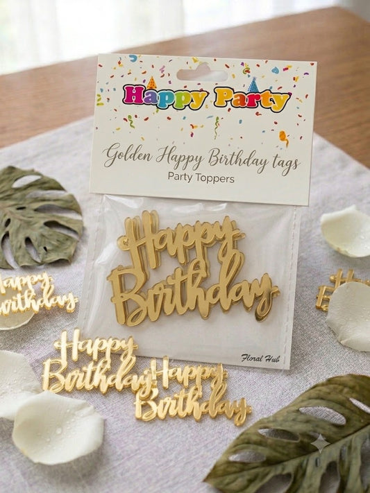 Happy Birthday Tags – Pack of 5 Pcs | Premium Birthday Cake Decoration Tags
