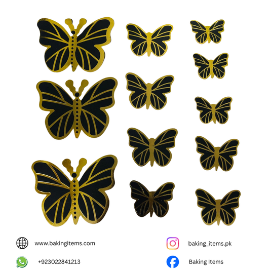 Black Butterfly with Golden Edges – Pack of 12 Pieces