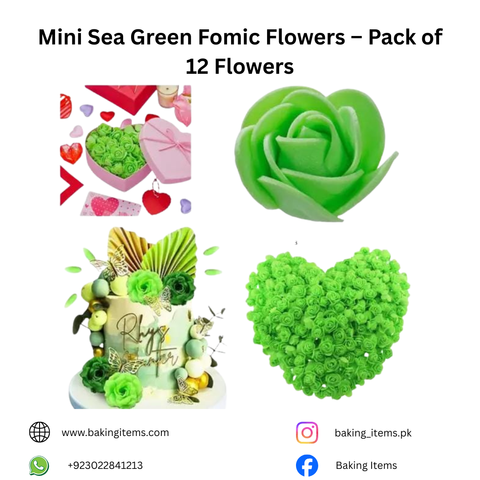 Mini Sea Green Fomic Flowers – Pack of 12 Flowers
