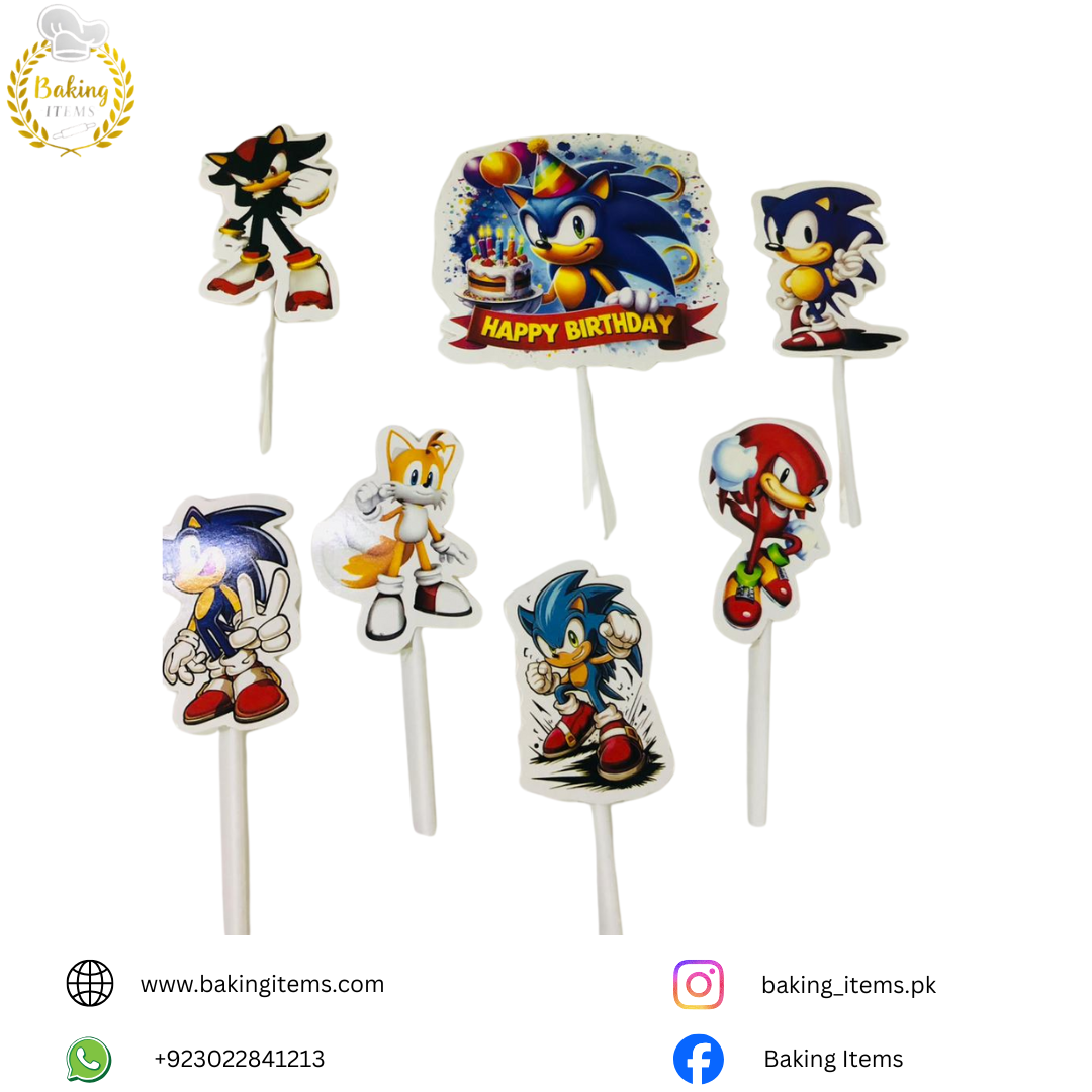 Sonic Theme Cake Toppers Set (Pack of 7)