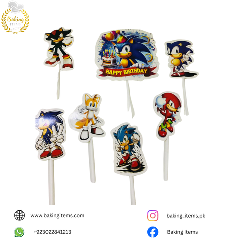 Sonic Theme Cake Toppers Set (Pack of 7)