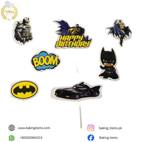 Batman Theme Cake & Cupcake Toppers (Pack of 7)