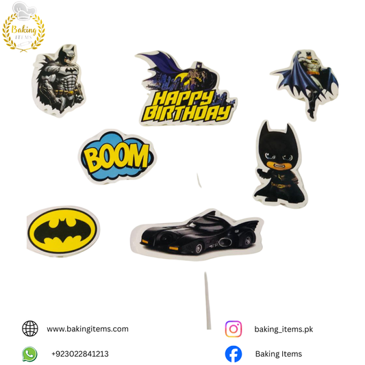 Batman Theme Cake & Cupcake Toppers (Pack of 7)