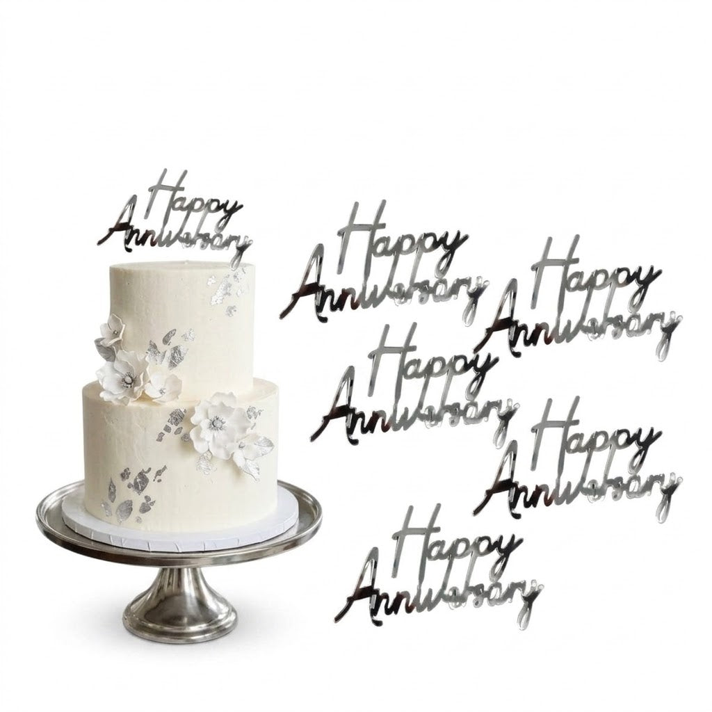 Happy Anniversary Tags – Silver Pack of 5 Pieces