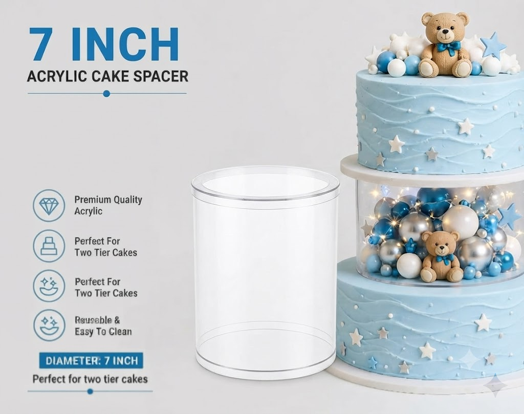 7 Inch Cake Spacer – Premium Acrylic Cake Separator for Tiered Cake Decorating