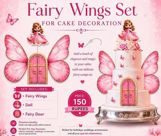 Fairy Wing Set for Cake Decorating – Decorative Fairy Wings Cake Topper Set for Birthday & Theme Cakes